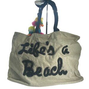 Dress Barn Life's A Beach Oversized Shoulder Bag Tote Farmer's Market‎ Tassels